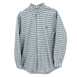 Brooks Brothers Blue and White Plaid Casual Button Down Shirt